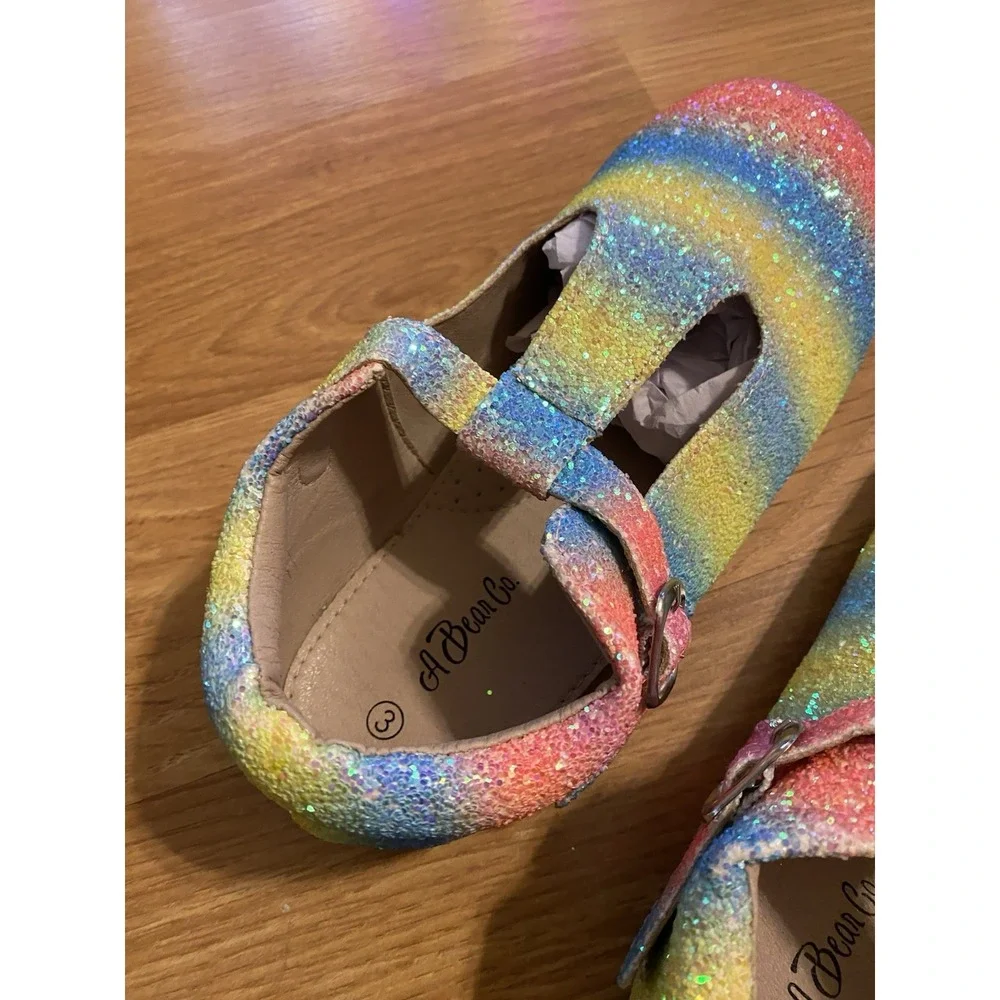 Brand‎ New A Bear Co Girls Sparkle Slip On Shoe Birkenstock Like Look Size 3